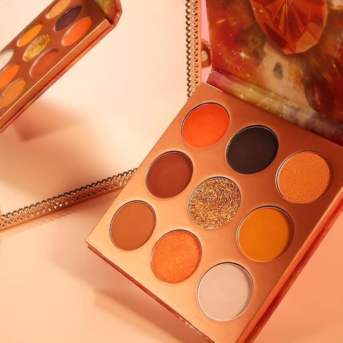 docolor Eyeshadow Palette 9Colors Orange Eyeshadow Gemstone Shadow Palettes Highly Pigmented Mattes Shimmers Smokey Glitter Cream Colorful Powder Blendable Long Lasting Waterproof Makeup Palette
