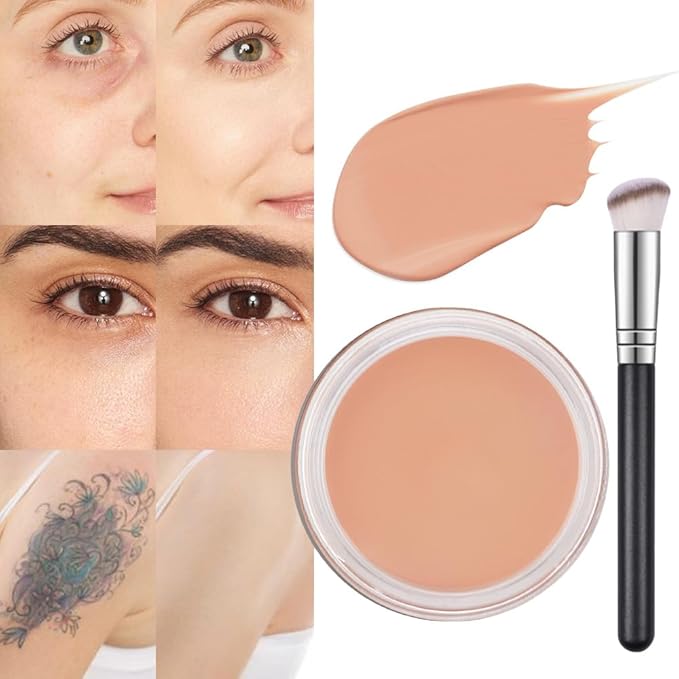 Kaely Pot Concealer Full Coverage Set,under Eye Brightener Concealer for Conceals Dark Circles,Waterproof Foundation Face Makeup Brush Kit,Color Correcting Concealer,Eye Ring corrector de ojeras 03