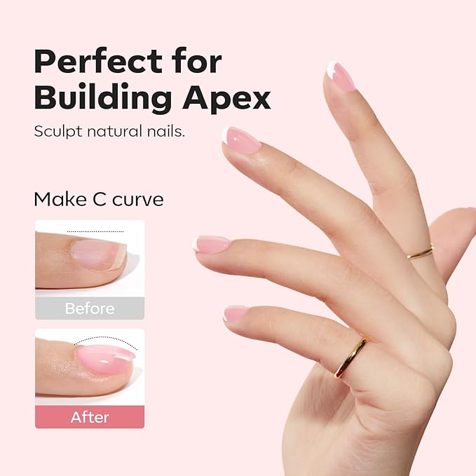 modelones Builder Nail Gel, 8-in-One Jelly Pink Builder, Peachy Pink Rubber Base Gel Polish, LED Lamp Cured Nude Color Base Hardener, Apex Building Strengthener Extension for Girls Home DIY Salon