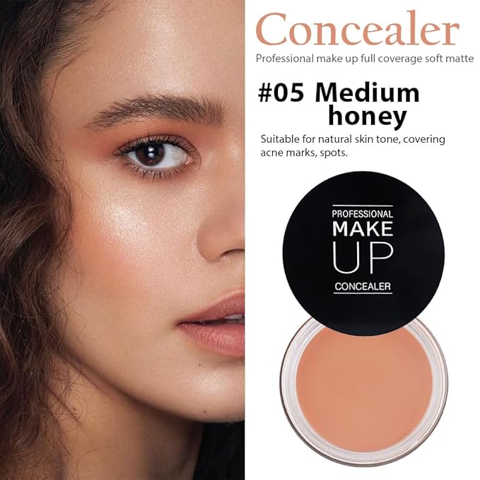 Kaely Pot Concealer Full Coverage Set,under Eye Brightener Concealer for Conceals Dark Circles,Waterproof Foundation Face Makeup Brush Kit,Color Correcting Concealer,Eye Ring corrector de ojeras 05