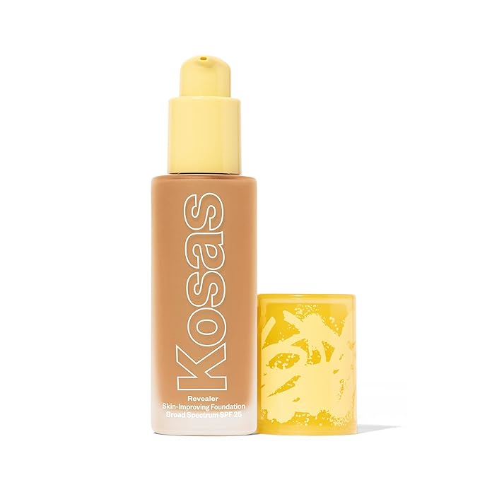 Kosas Revealer Skin-Improving Foundation with SPF 25 Protection - Hydrate, Brighten, Soothe, Plump, Protect Skin - Smoothing Texture, Natural Finish and Clean Formula - Medium Warm 240
