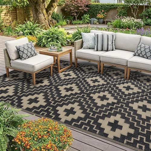 SAND MINE Waterproof Outdoor Rug 4x6 ft, Reversible Plastic Straw Area Rug - Image 5
