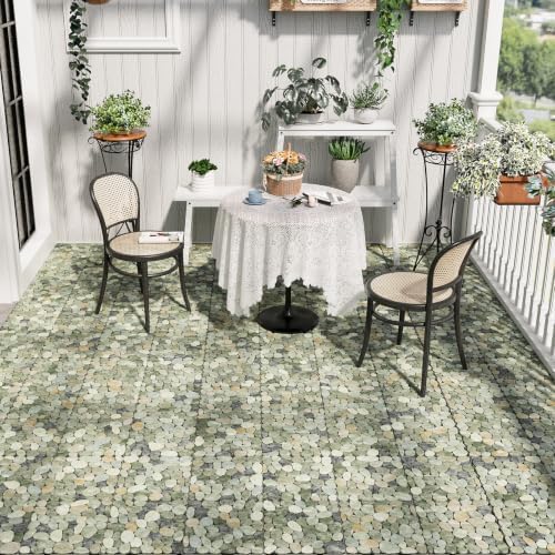 Pebble Tile, Natural Stones Paver Tile, Jade Green 4 Sheets - Image 2