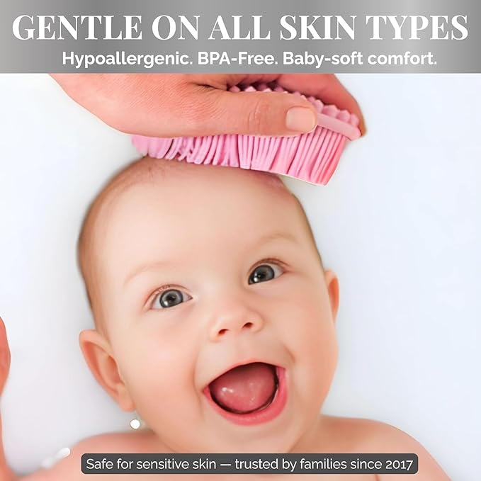 Avilana Silicone Body Scrubber – Gentle Shower Brush & Loofah Alternative- Food Grade & Lab Tested – Fast-Drying, Hygienic, BPA-Free Silicone Body Gentle Exfoliator (Pink, Body & Face)