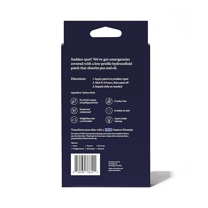 Curology Emergency Spot Pimple Patches for Face, Hydrocolloid Pimple Patches Fast-Acting, 40 Count