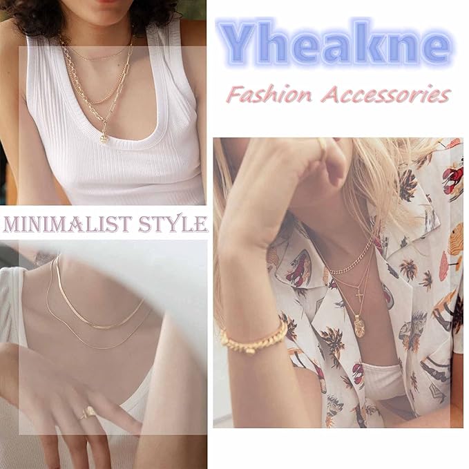 Punk Layered Curb Chain Necklace Gold Satellite Chain Necklace Vintage Stacking Necklace Personalized Necklace Jewelry for Women and Girls