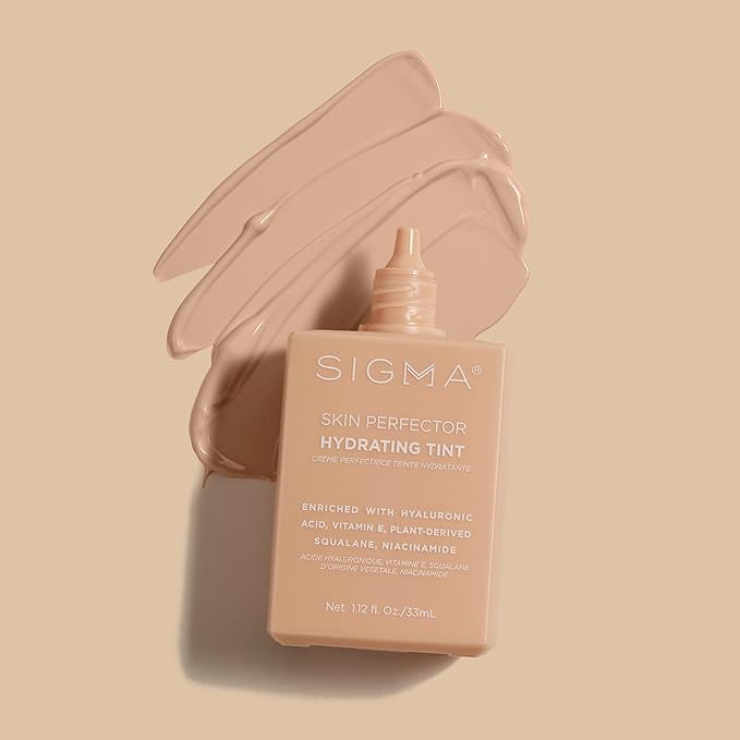 Sigma Beauty Skin Perfector – Hydrating Skin Tint Foundation for Lightweight, Buildable Coverage, With Hyaluronic Acid, Niacinamide Serum, and More (2 Light Beige Tint, 1.12oz)