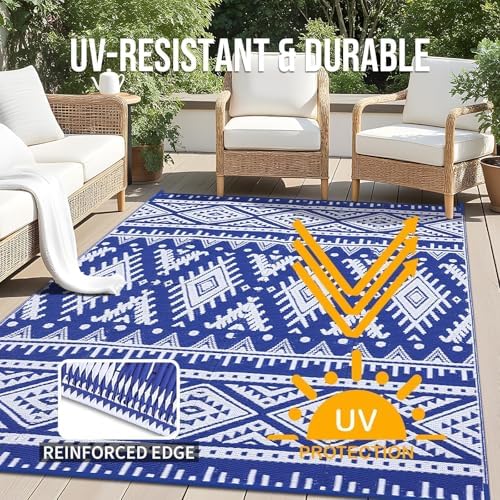 OLANLY Outdoor Rug 9x18 ft Waterproof Reversible Boho Mat - Image 4