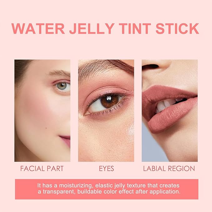 Milk Cooling Water Jelly Tint Blush Stick Face Makeup, Sheer Lip & Cheek Stain, Buildable Watercolor Finish,Vegan, Cruelty Free - 0.18 fl oz (BERRY)