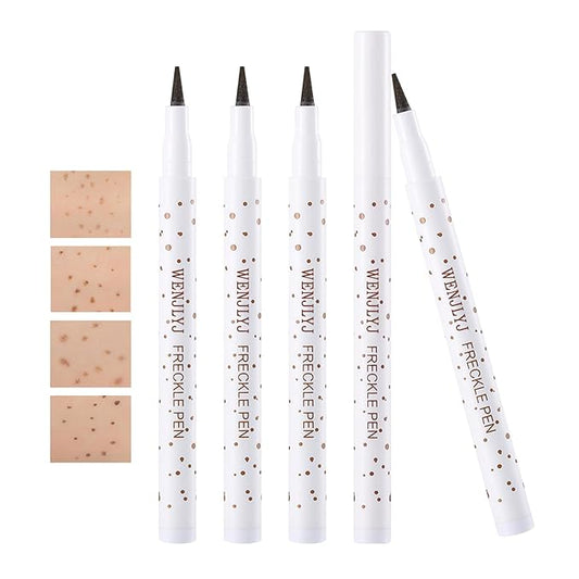 4 Colors Freckle Pen,Waterproof Freckle Makeup Pen,Lightweight Long Lasting Quick Dry Dot Spot Makeup Pen - Light Brown,Natural Coffee,Chestnut,Dark Brown