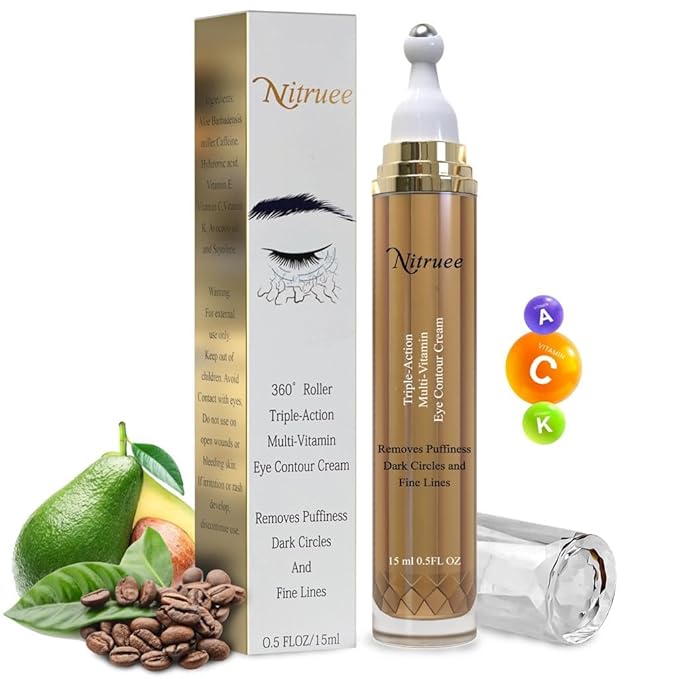 Under Eye Cream with Caffeine, Hyaluronic Acid, and Vitamins E, C, K - Advanced Dark Circle and Puffiness Treatment, Reduces Fine Lines
