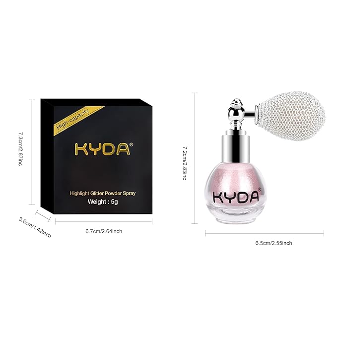 KYDA Highlighter Powder Spray, Glitter High Gloss Spray Shimmer Sparkle Powder Makeup Spray, for Face Body Cosmetic-Soft Pink