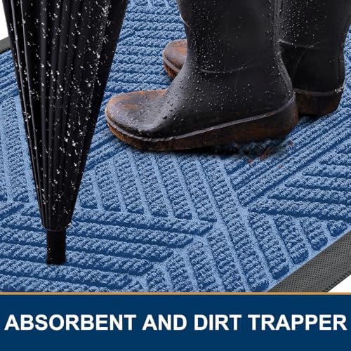 Smiry Front Door Mat Outside Entrance, Low Profile Rubber Doormat - Image 3