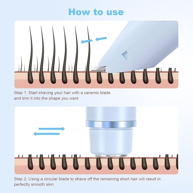 Bikini Trimmer for Women,Dermave Bikini Shaver,2-in-1 Electric Trimmer for Women(Light Blue)