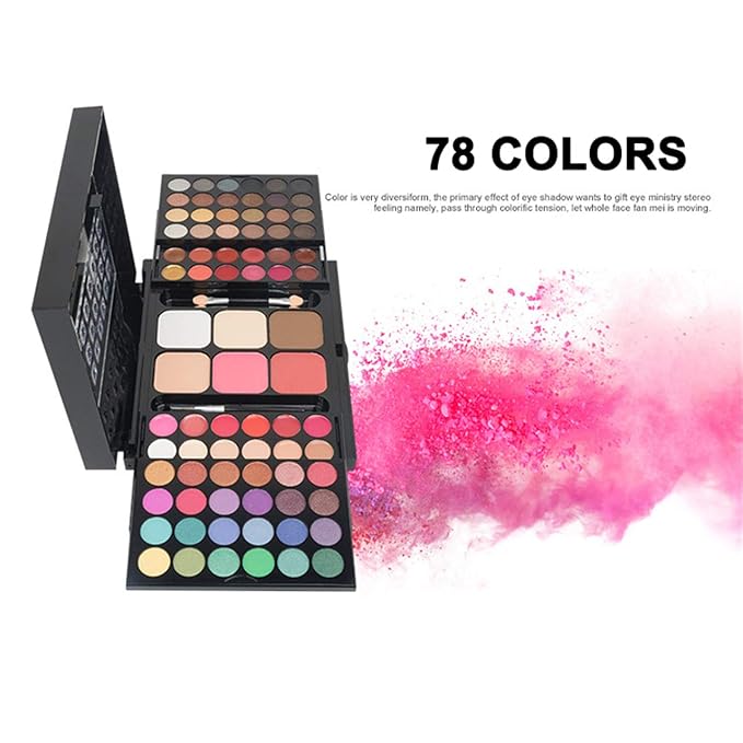 Pro Makeup Gift Set All in One Makeup Kit Cosmetic Contouring Kit 78 Colors Eyeshadow Palette with Face Blush, Lipgloss, Concealer and Eyeshadow Brushes- Ideal Holiday Gift Set