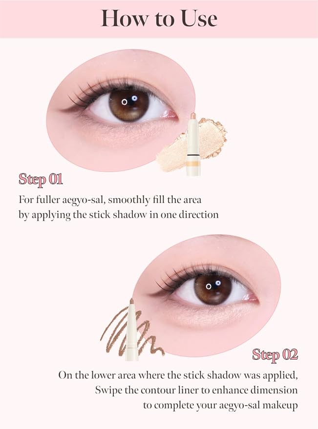 CORALHAZE Idol AEGYO-SAL Maker 04 Ice Berry, 2-in-1 Under-Eye Highlighter and Contour Liner for Bright, Voluminous Eyes, Long-Lasting, Smudge-Proof Shimmer Stick with Natural Glow, Korean Beauty