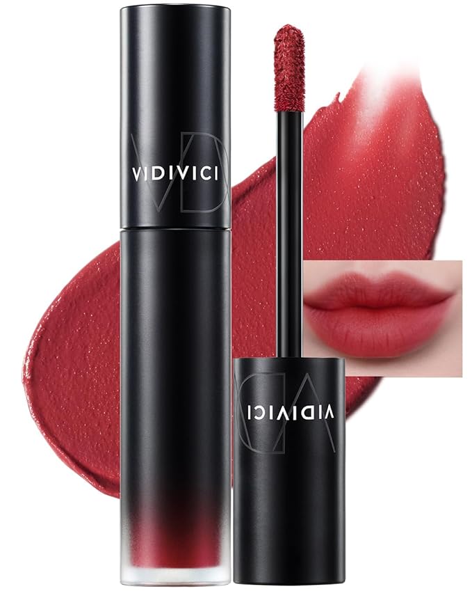 VIDIVICI Millennial Velvet Lip Tint - Thin, Comfortable & Long-Lasting Wear with Matte Finish - Seamless, Rich and Vibrant Shades - Moisture-Filled & Lightweight Texture. 0.15 fl.oz. (05 RED OVER)