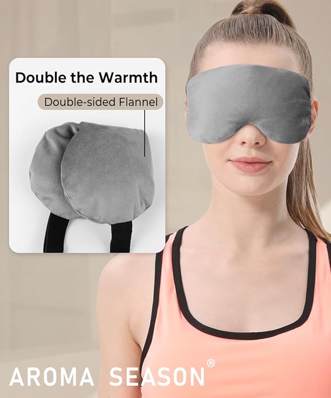 Aroma Season Weighted Eye Mask, Warm Eye Compress for Dry Eyes, Moist Heat Lavender Eye Mask, Microwave Eye Mask for Stye, Belpharitis, MGD (Gray)