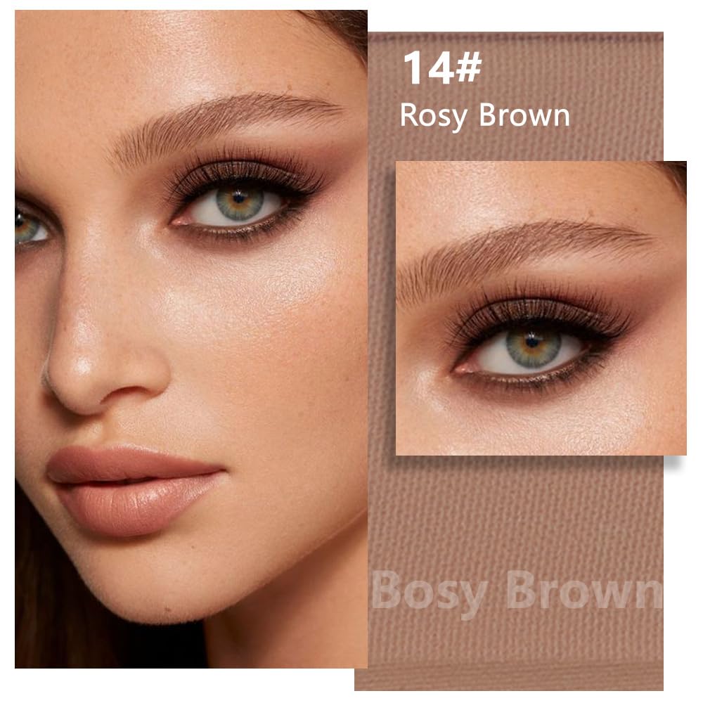 Kaely Single Eyeshadow Makeup, Rosy Brown Neutral Powder Matte Eye Shadow for Older Women, Mini Monochrome Eye Shadow Palette Pigmented Waterproof, sombras para ojos, Lightweight Blendable, 14