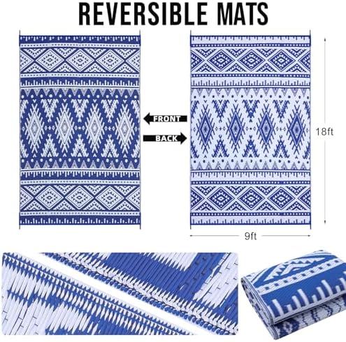 OLANLY Outdoor Rug 9x18 ft Waterproof Reversible Boho Mat - Image 2