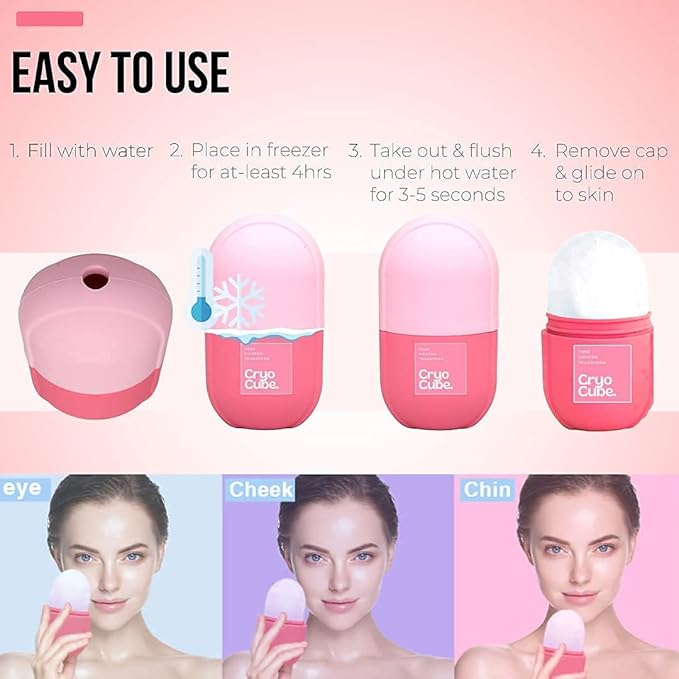 Ice Roller for Face, Eyes and Neck Naturally tone and tighten skin, de-puff eye bags, add a healthy glow Cryotherapy for face and neck which helps enhance skin elasticity (Pack of 1)