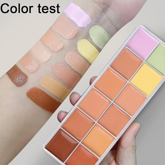 evpct 12 Color Corrector Correcting Cream Concealer Contour Makeup Palette Set for Mature Skin Pink under Eye Concealer Palette Cream Kit for Dark Circles and Puffiness Trouble Spots Redness