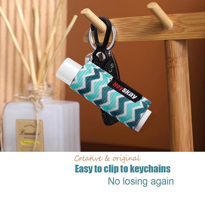 HEYSKAY Lip Balm Holder Sleeves Keychain Chapstick Elastic Sleeves (Boho Pattern) 1 3.0 Count