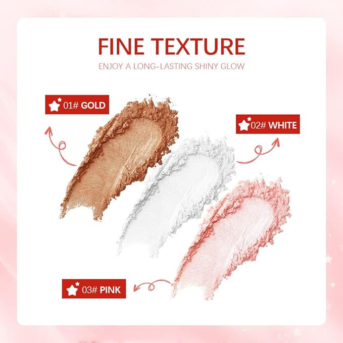 Highlight Polvo De Hadas, Fairy Highlighter Powder, Brightening Whole Body, Natural Three-Dimensional Face Contouring Clavicle Pat Powder, Highlighter Makeup (Gold)