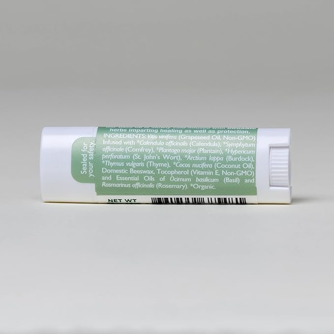 Natural Lip Balm, Perioral Dermatitis Treatment, Calendula Lip Balm, Healing Lip Balm with Immune Supportive Basil & Rosemary Essential Oil, Organic Coconut Oil, 2 Pak, Ora's Amazing Herbal