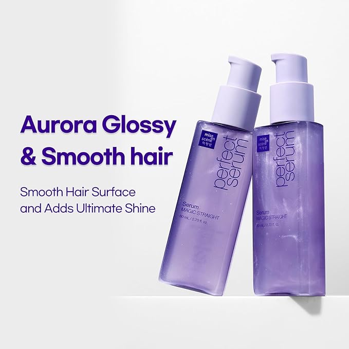 Mise En Scene Magic Straight Perfect Serum - Anti Frizz Hair Straightening Serum with heat protectant for straightener, hair tamer oil, Coconut Oil for Smooth, Silky, and Shiny Hair, 2.71 Fl Oz