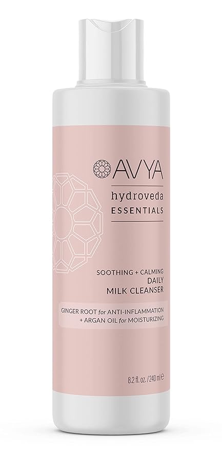AVYA Hydroveda Essentials Daily Milk Cleanser (8.2oz) - Advanced Ayurvedic Skincare/Removes Makeup and Impurities for Natural Radiance/Ginger Blend Great for Sensitive Skin