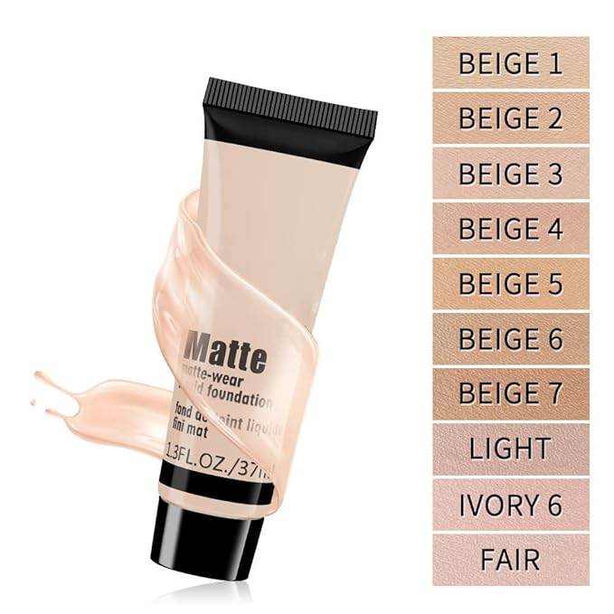 2 Pack Liquid Foundation Cream for Face Makeup,Durable Full Coverage Matte Concealer Make Up,Oil Control & Waterproof Base Primer -1+1 Fl.Oz-BEIGE 2#