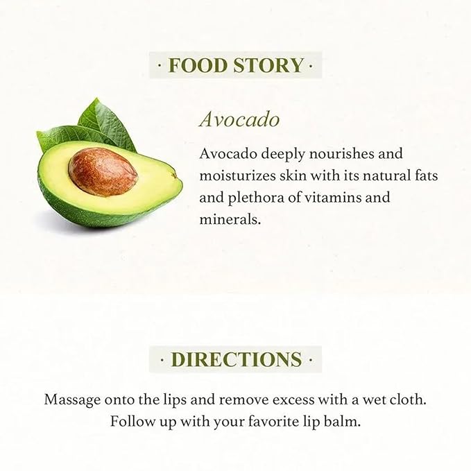SKINFOOD Avocado Rich Lip Scrub 14g - Removes Dead Skin and Lip Nourishing & Moisturizing and Minerals, Soft Smooth Lips Scrub - Plump Lip Scrub - Dead Skin Lip Scrub for Smooth and Plump Lips