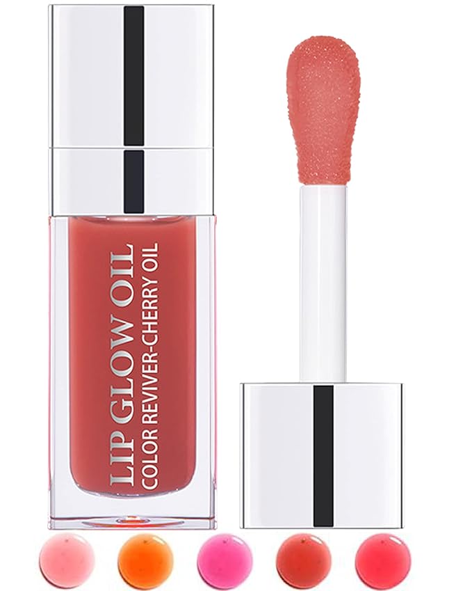Plumping Lip Glow Oil,Hydrating Tinted Lip Oil Gloss,Glow Reviver Lip Oil,Long Lasting Moisturizing Clear Lip Plumper Oil Tint for Lip Care Dry Lip,Women's Day Makeup Gift for Women (#012 Rosewood)