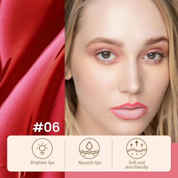 2 Pcs Matte Liquid Lip Stain Peel Off Lip Liner, Long Lasting Lip Tattoo, Waterproof & Transfer-Proof Lip Liner Peel Off Lip Gloss for All Skin Types. 0.12 fl oz #00+#06