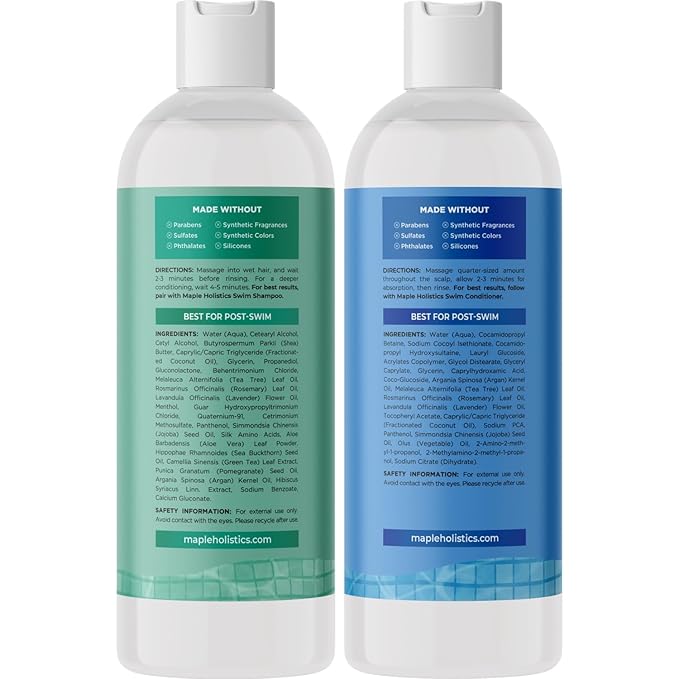 After Swim Shampoo and Conditioner Set - Chlorine Shampoo and Conditioner for Swimmers with Tea Tree and Rosemary Oil - Clarifying Shampoo for Hard Water Chlorine and Saltwater with Replenishing Oils