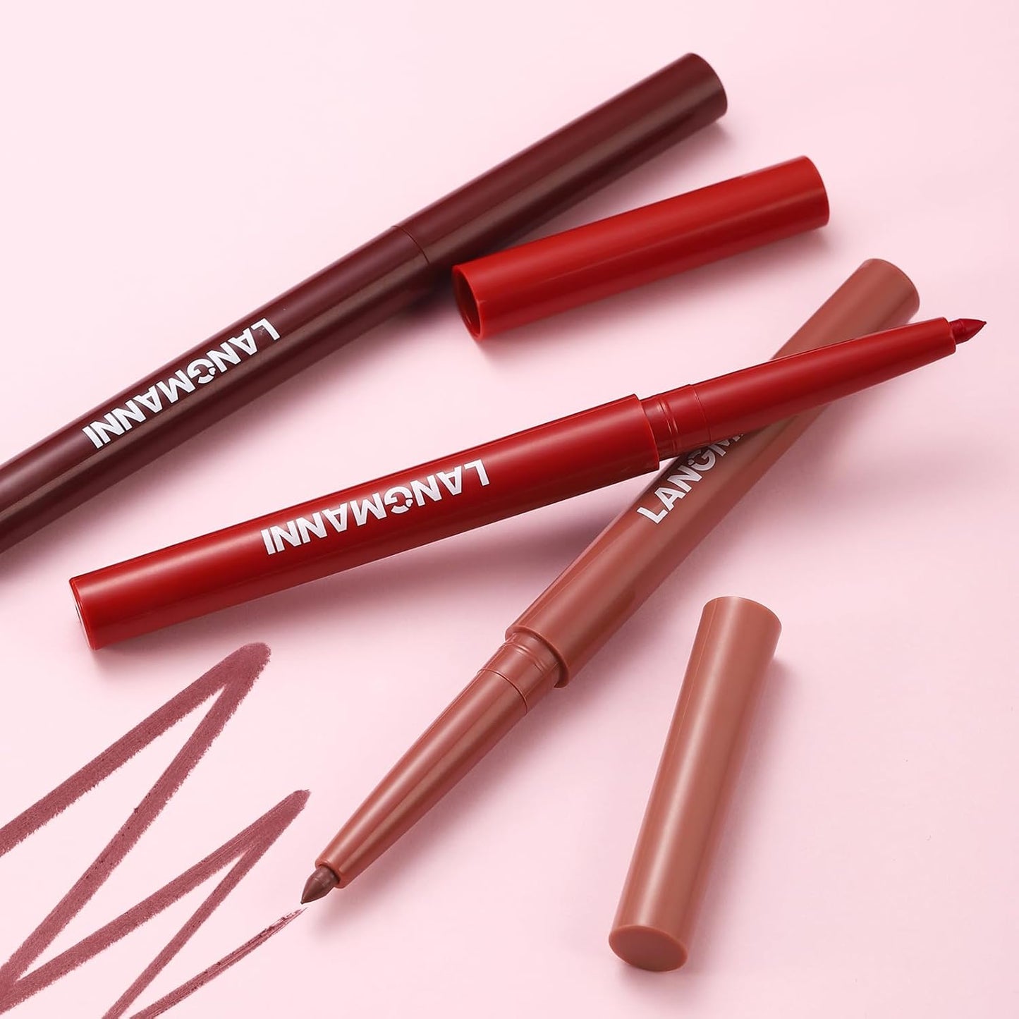 Jolilab 4Pcs Lip Set: 2 Colors Lip Liner+2 Colors Lipstick, Matte/Creamy,Smooth Creamy Texture,Long-Lasting,Bold/Nude Shades for Daily/Party, Vegan, Gift for Makeup Lovers.(#11+12)