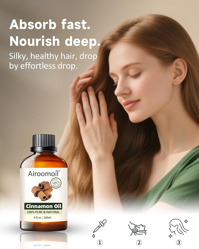 Pure Cinnamon Essential Oil, 100% Pure Natural Cinnamon Essential Oil, Premium Grade Essential Oils for Diffusers for Home, Skin, Care Massage, Soap Making, Aromatherapy, 4 Fl Oz | 120ml