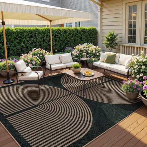 Lahome Modern Rainbow Easy Jute Outdoor Rug 6x9 - Image 2