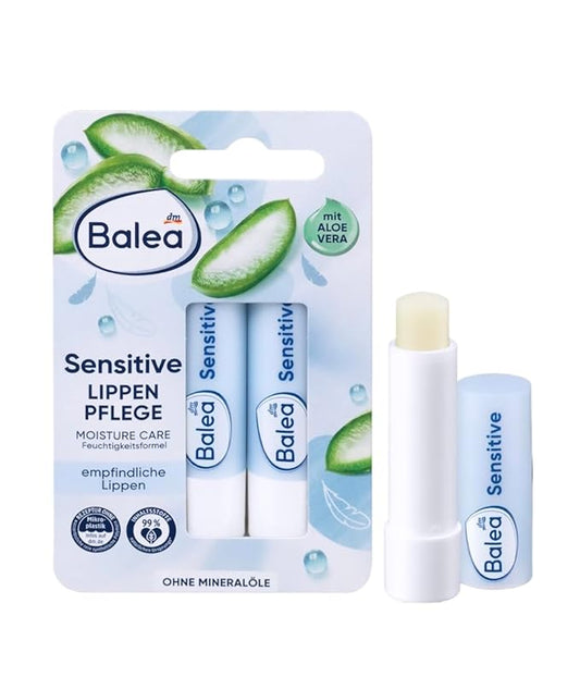 Balea Lip Care Sensitive, Moisturizing Lip Balm with Aloe Vera 9.6 g (pack of 2) - German product