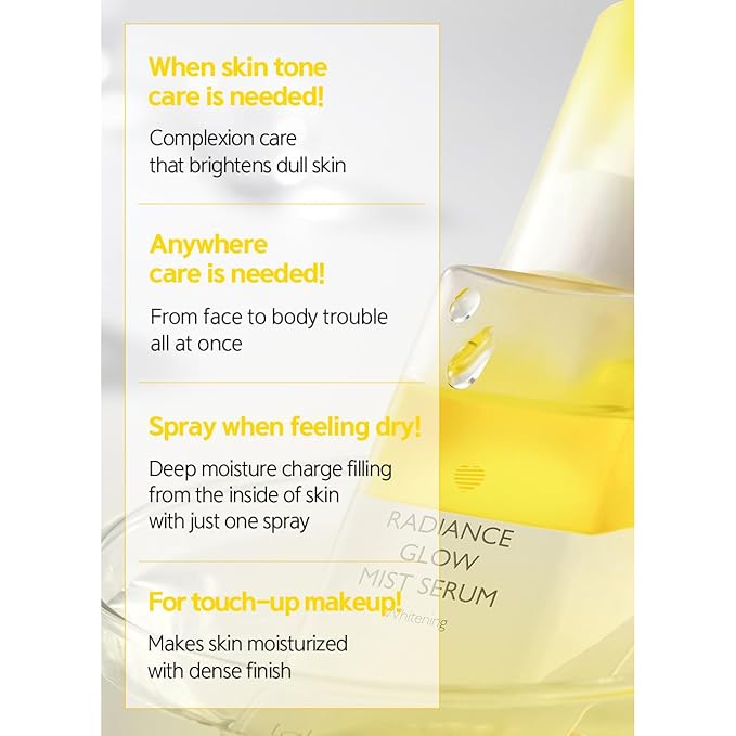 LALACHUU Glow Mist Serum – Hydrating & Soothing Face Mist Artemisia, Centella Asiatica, Evening Primrose, Korean Skin Care, Made in Korea, for Sensitive Skin (Radiance, 3.38 oz)