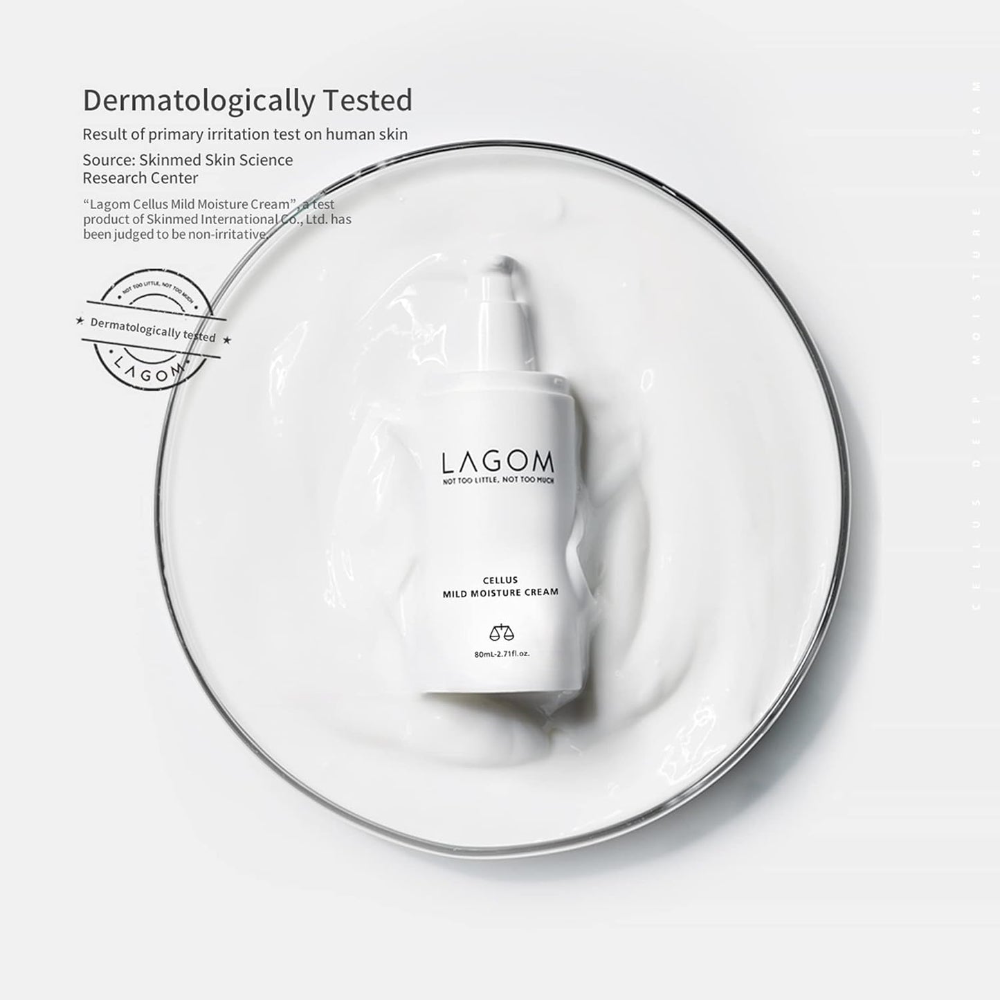 LAGOM Cellus Mild Moisture Cream with D-panthenol, Natural Moisturizer, Hypoallergenic, Fragrance-Free, Refreshing Herbal Face Lotion for Sensitive Skin 2.71 Fl Oz