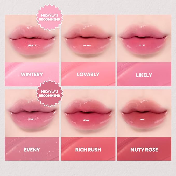 TIRTIR [*Mini Size Waterism Tinted Lip Gloss #07 Cassis Plum, 0.06 Fl Oz – Kiss Ready Lipgloss, 12H Long Lasting Non Sticky Natural Tinted Glow Korean Multiuse Cheek and Lip Tint for Women gift
