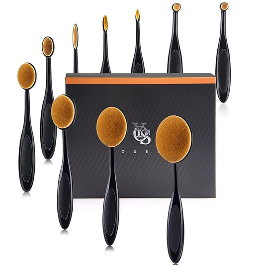Yoseng Oval Makeup Brushes Set 10 Pcs Professional Oval Toothbrush Foundation Contour Concealer Eyeliner Blending Cosmetic Brushes Tool Set-With Box,Practical White Elephant Gift for Girls Women