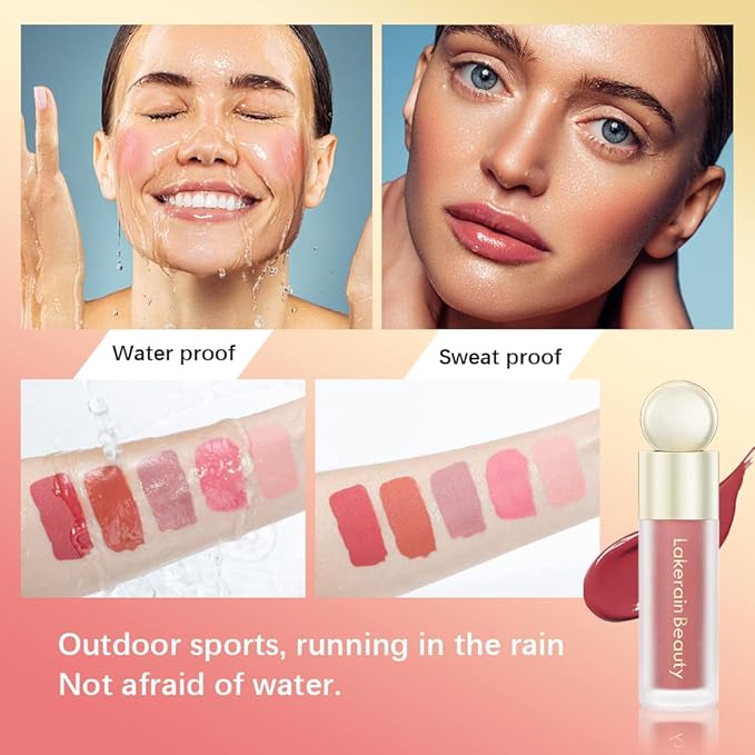 MEICOLY Pink Matte Dewy Liquid Blush,Super Natural Cream Blush Stick for Cheeks,Silky Smooth Soft Pinch Long-Lasting Waterproof and Sweat proof Blush Makeup,Cruelty-Free,02,Happy,Rose