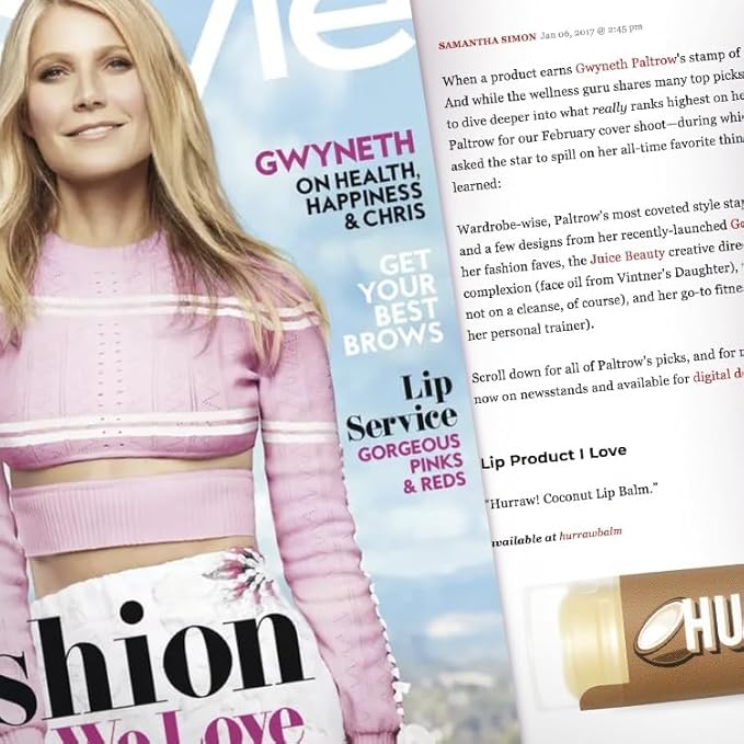 Hurraw! Coconut Lip Balm, 5 Pack: Organic, Certified Vegan, Cruelty and Gluten Free. Non-GMO, 100% Natural Ingredients. Bee, Shea, Soy and Palm Free. Made in USA