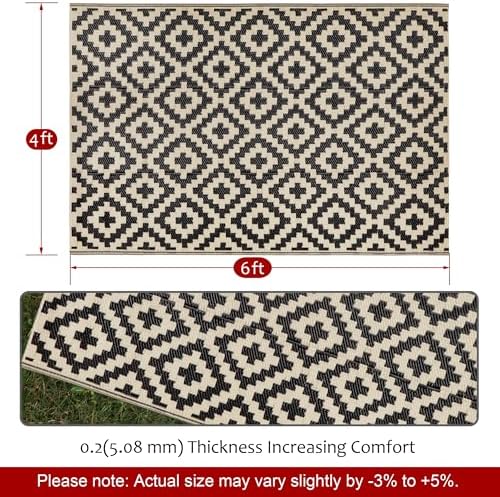 SAND MINE Reversible Mats, Plastic Straw Rug, Modern Area Rug, Large Floor Mat - Image 2