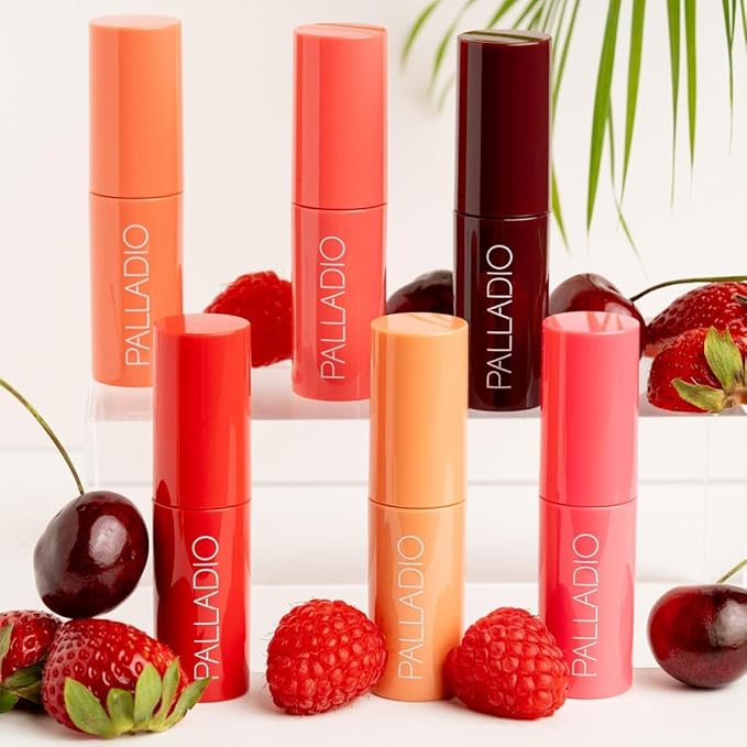 Palladio Jelly Tint, Liquid Stain for Cheeks & Lips, Vivid Color Lip Stain, Lightweight Non-Sticky and Transfer-proof, Natural Finish Makeup, Cherry Rose