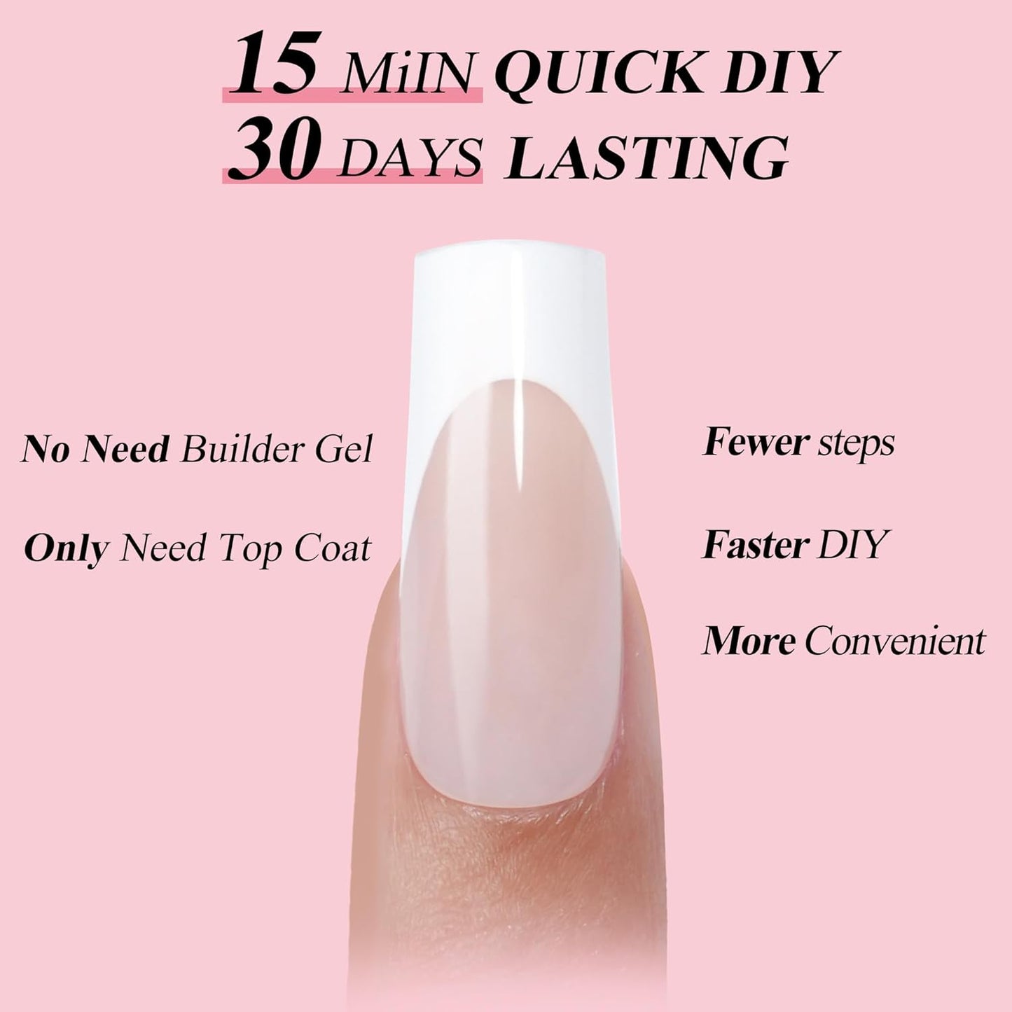 French Gel Nail Tips - Jofay Fashion French Tip Press on Nails 10-Piece Set 320Pcs, 3 in 1 Nude long Square Nail Tips, No Need to File Acrylic Fake Nails for Nail Art DIY & Nail Extension, 16 Sizes