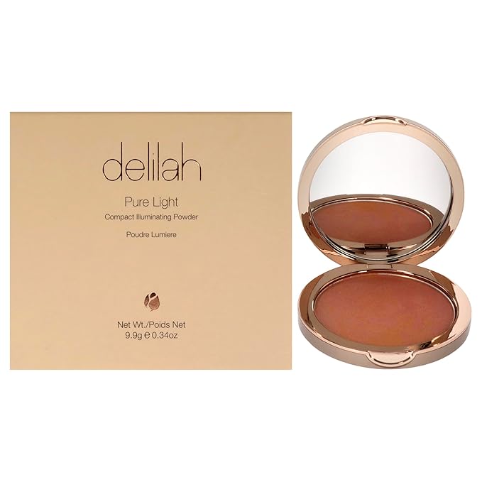 delilah - Pure Light Compact Illuminating Powder - Lustre - Lightweight, Long Lasting, Loose Setting Powder Face Makeup For Brightening And Radiant Finish - Light Coverage - Vegan-Cruelty Free-0.34 oz